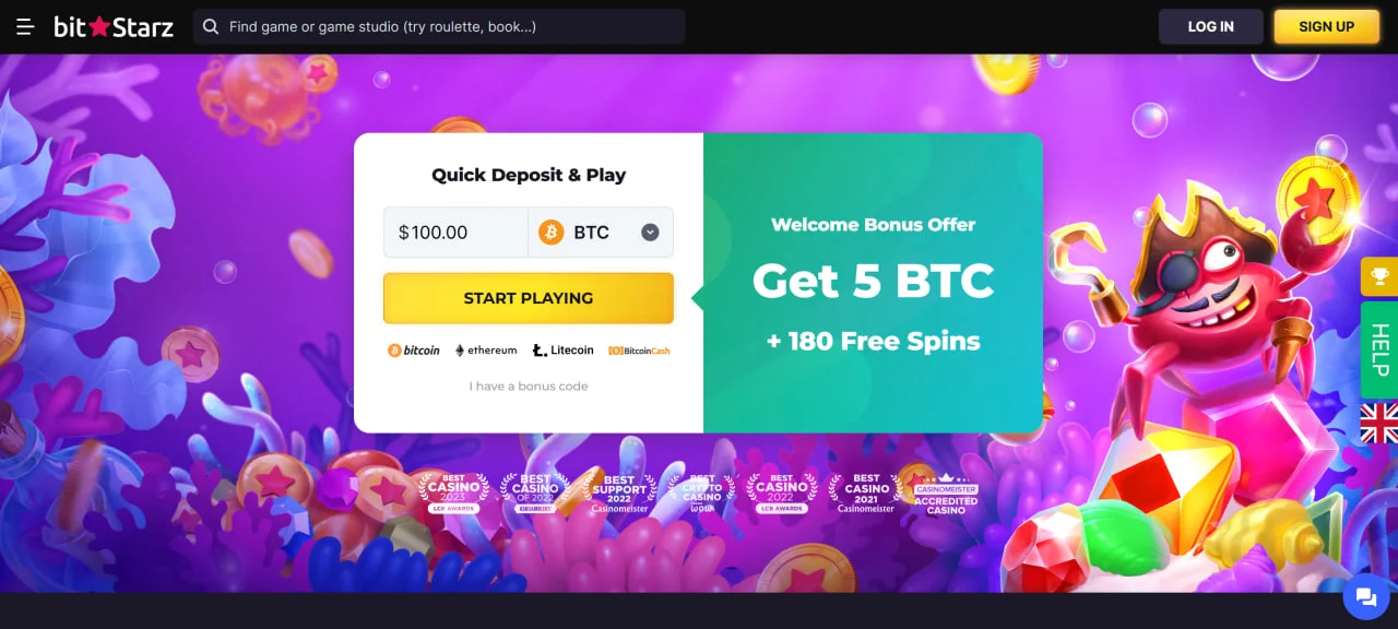 Página inicial do BitStarz cassino