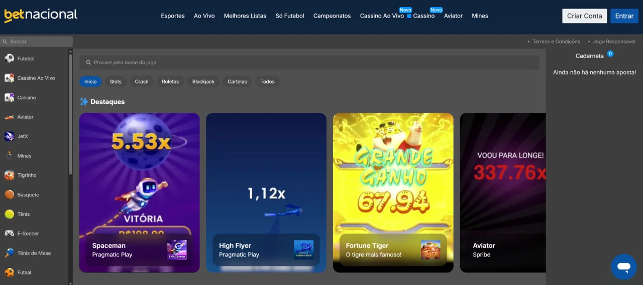 Betnacional homepage