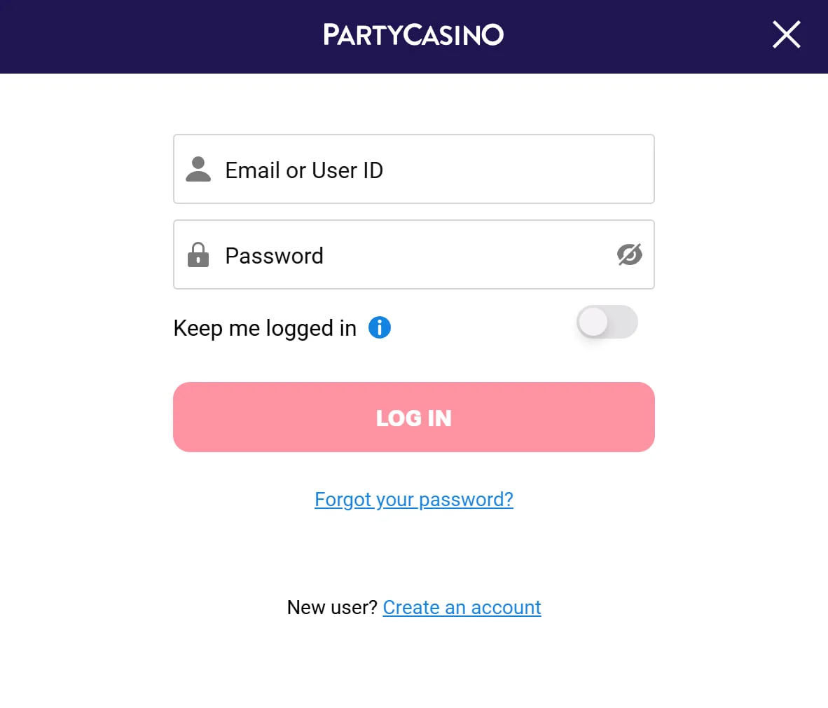 Login to Party Casino