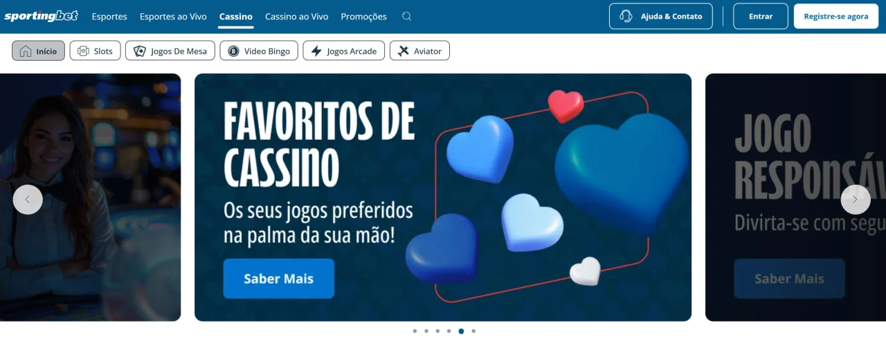 Página inicial do Sportingbet cassino