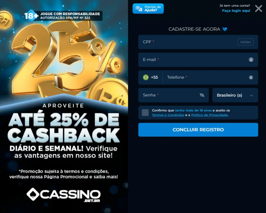 Cadastro no Cassino PIX