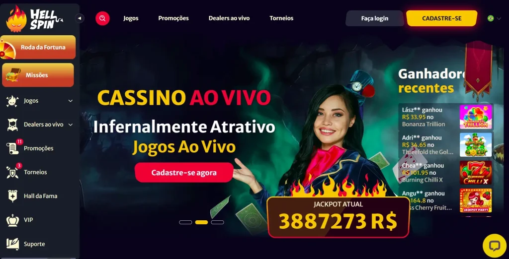 Hell spin página inicial