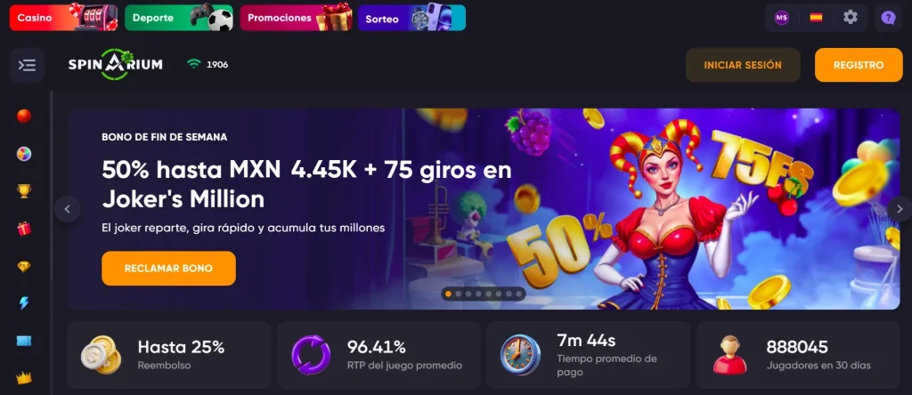 Spinarium casino homepage