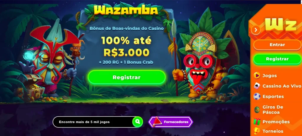 Wazamba página inicial